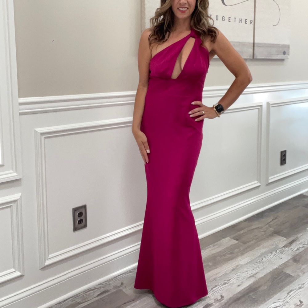 Kate May Collection cut out formal gown in maroon